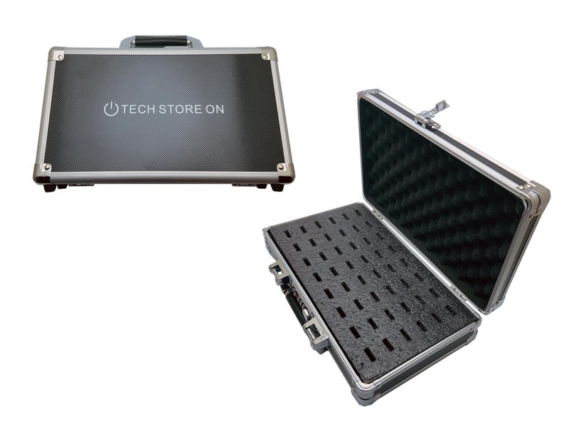 TECH STORE ON Aluminum USB Drive Organizer Case (48 Slots with Handle) â€“ Shockproof & Antistatic Storage Box with Combination Lock | Large Professional Metal Carry Case for Flash Drives & Accessories - Image 1